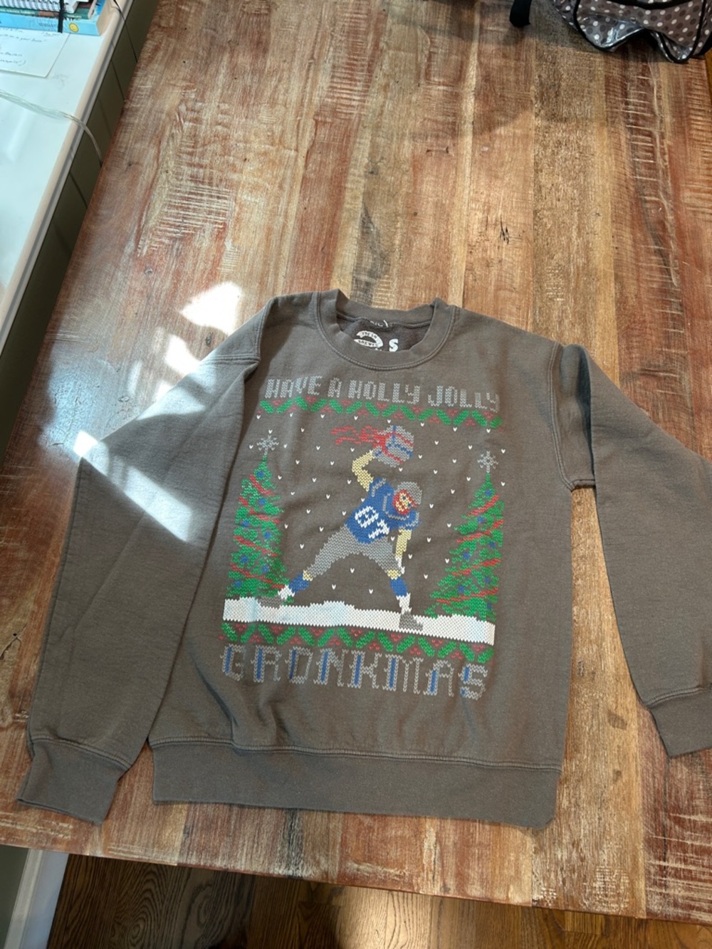 VTG Grey “Have a Holly Jolly Gronkmas” Christmas Sweatshirt